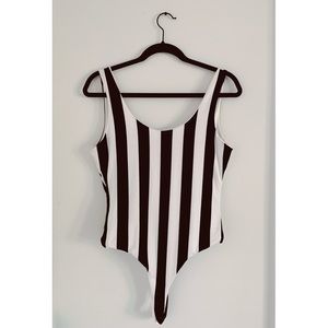 Black and white stripped bodysuit